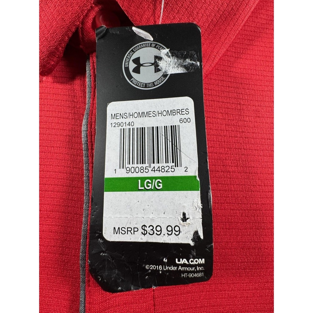Under Armour HeatGear Polo Shirt Mens Large Red Golf Performance Knit NEW - Picture 5 of 16